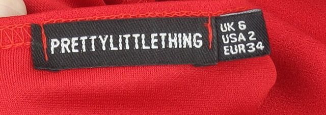 PrettyLittleThing Women Red One Shoulder Jumpsuit UK 6 Polyester Blend