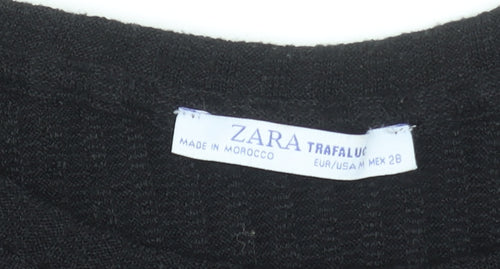 Zara Women Black Knit Trapeze Swing Dress Size M Long Sleeve