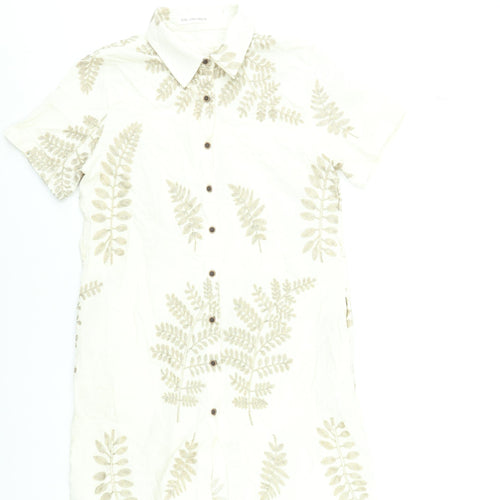 Coconut Online SL Women’s Beige Embroidered Shirt Dress Size 12