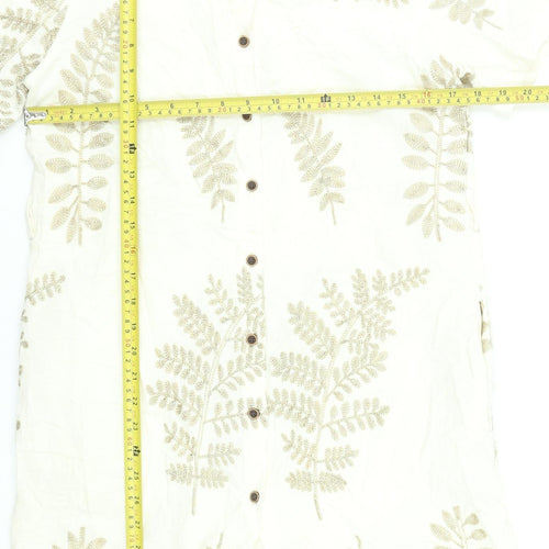 Coconut Online SL Women’s Beige Embroidered Shirt Dress Size 12