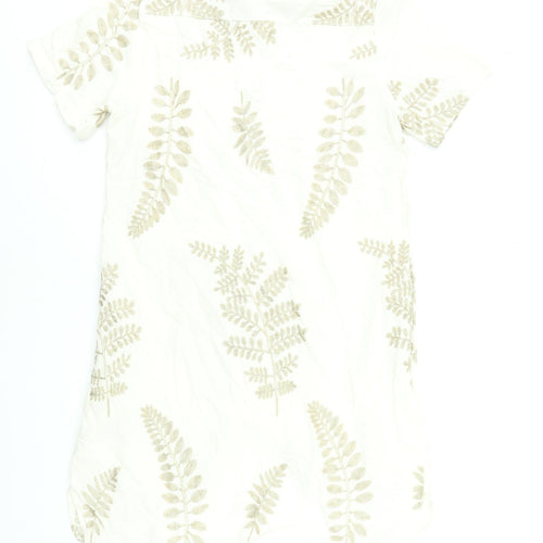 Coconut Online SL Women’s Beige Embroidered Shirt Dress Size 12