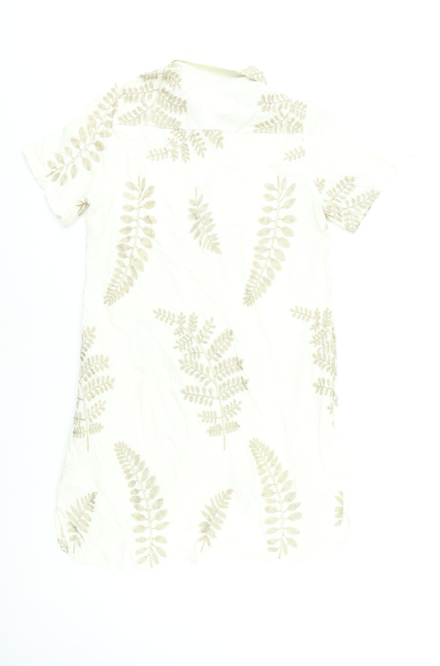 Coconut Online SL Women’s Beige Embroidered Shirt Dress Size 12