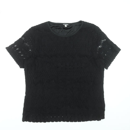 Casamia Women's Black Lace Short Sleeve Blouse Size L