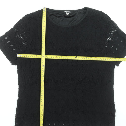 Casamia Women's Black Lace Short Sleeve Blouse Size L
