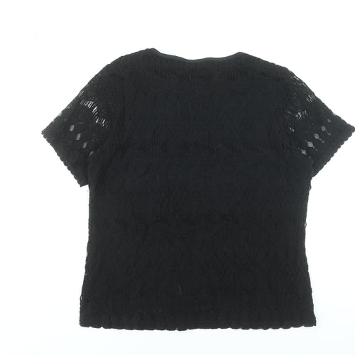 Casamia Women's Black Lace Short Sleeve Blouse Size L