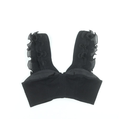 Three Floor Women's Black Cropped Ruffle Tank Top UK 12