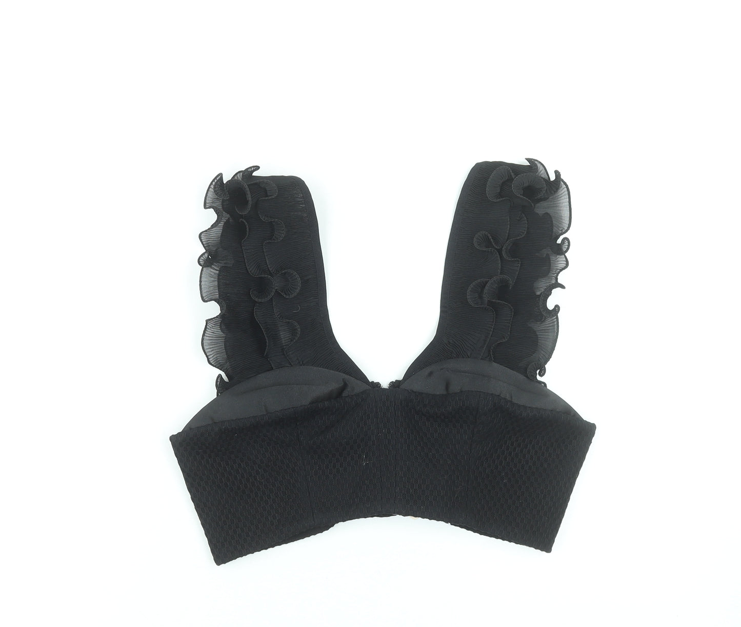 Three Floor Women's Black Cropped Ruffle Tank Top UK 12