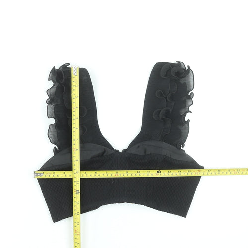Three Floor Women's Black Cropped Ruffle Tank Top UK 12