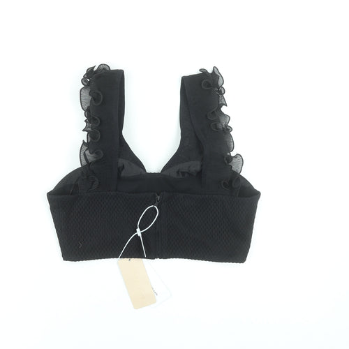 Three Floor Women's Black Cropped Ruffle Tank Top UK 12