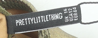 PrettyLittleThing Women’s Gold Metallic Halterneck Cut Out Bodysuit UK 16