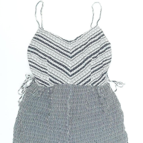 Bershka Women Black & White Stripe Boho Playsuit Size M Summer Romper