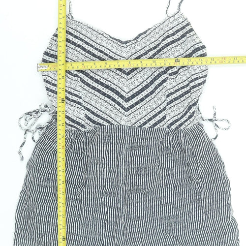 Bershka Women Black & White Stripe Boho Playsuit Size M Summer Romper