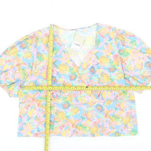 Tu Women's Multicoloured Floral Wrap Blouse Size 20 Short Sleeve