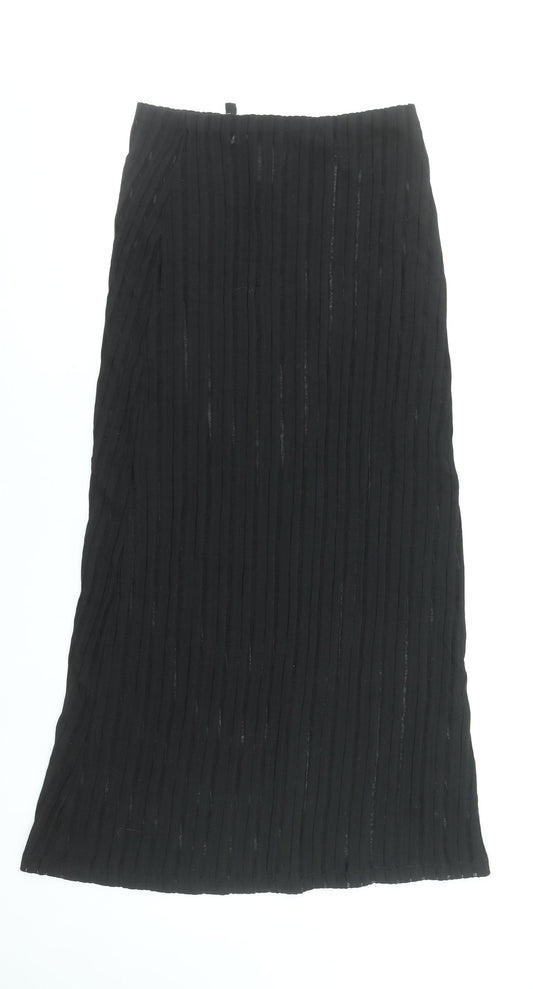 H&M Women’s Black Midi Ribbed Knit Straight Skirt Size S
