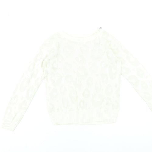 GapKids Girls Ivory Animal Print Pullover Jumper 12-13 Years Cotton Blend