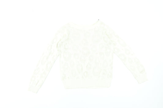 GapKids Girls Ivory Animal Print Pullover Jumper 12-13 Years Cotton Blend
