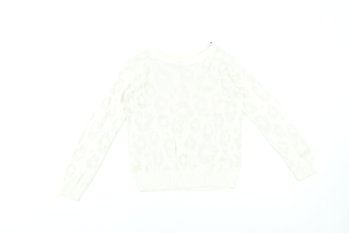 GapKids Girls Ivory Animal Print Pullover Jumper 12-13 Years Cotton Blend