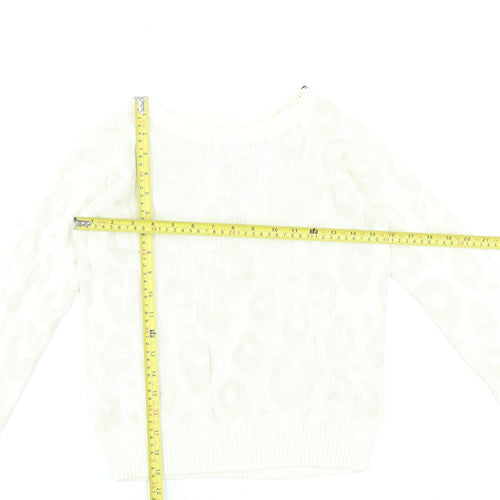 GapKids Girls Ivory Animal Print Pullover Jumper 12-13 Years Cotton Blend