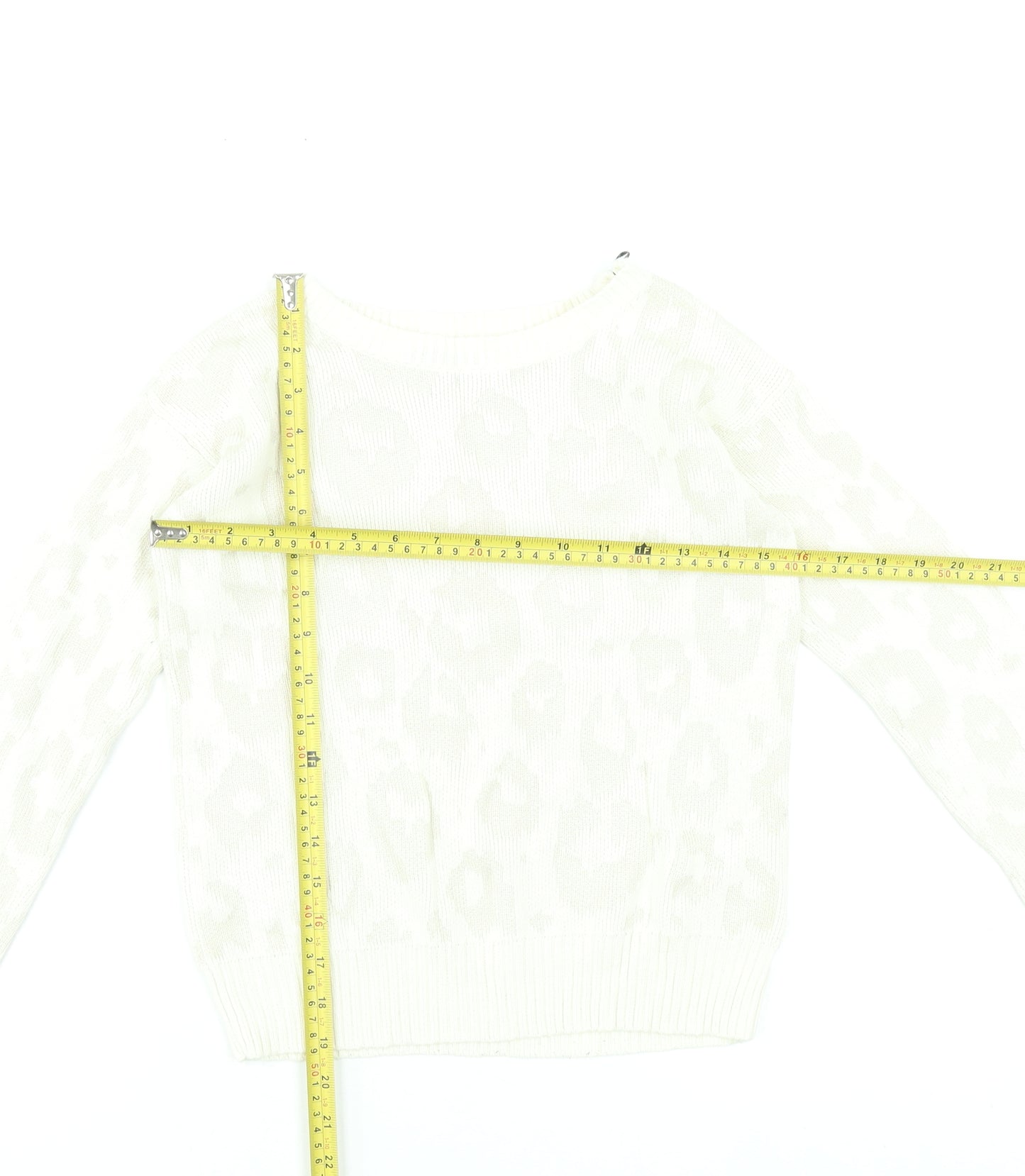 GapKids Girls Ivory Animal Print Pullover Jumper 12-13 Years Cotton Blend