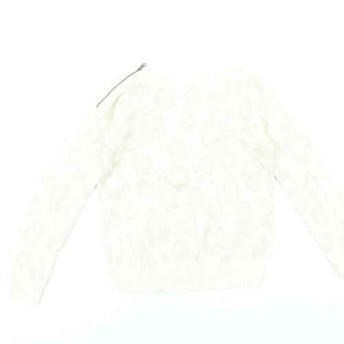 GapKids Girls Ivory Animal Print Pullover Jumper 12-13 Years Cotton Blend