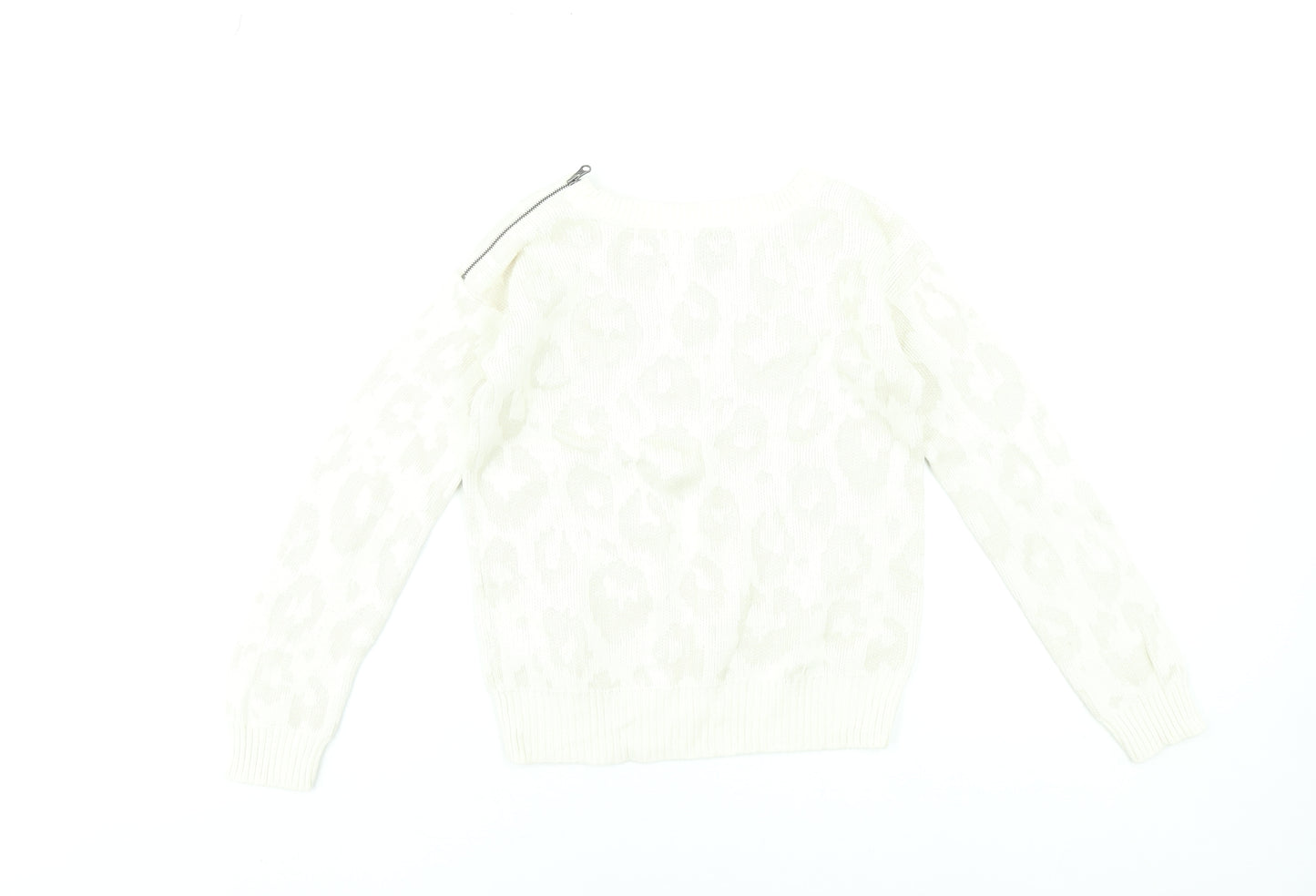 GapKids Girls Ivory Animal Print Pullover Jumper 12-13 Years Cotton Blend