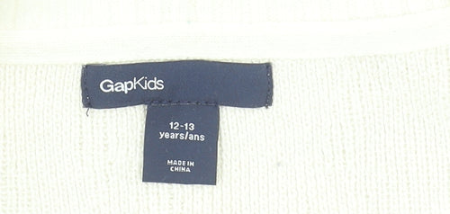 GapKids Girls Ivory Animal Print Pullover Jumper 12-13 Years Cotton Blend