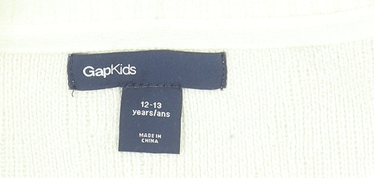 GapKids Girls Ivory Animal Print Pullover Jumper 12-13 Years Cotton Blend