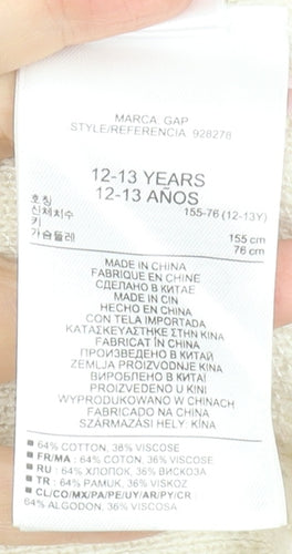 GapKids Girls Ivory Animal Print Pullover Jumper 12-13 Years Cotton Blend