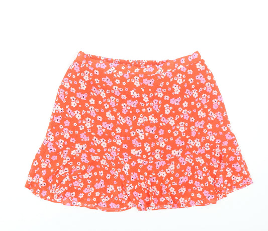 Marks and Spencer Women Red Floral Flare Short Skirt Size 16