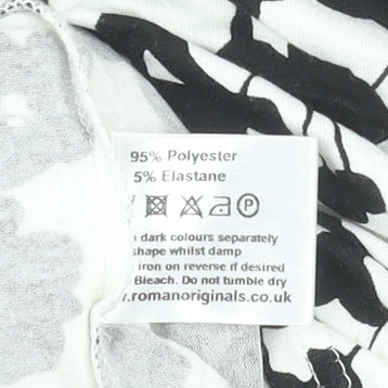 Roman Originals Womens Black Floral V-Neck Sleeveless Tunic Blouse 2XL