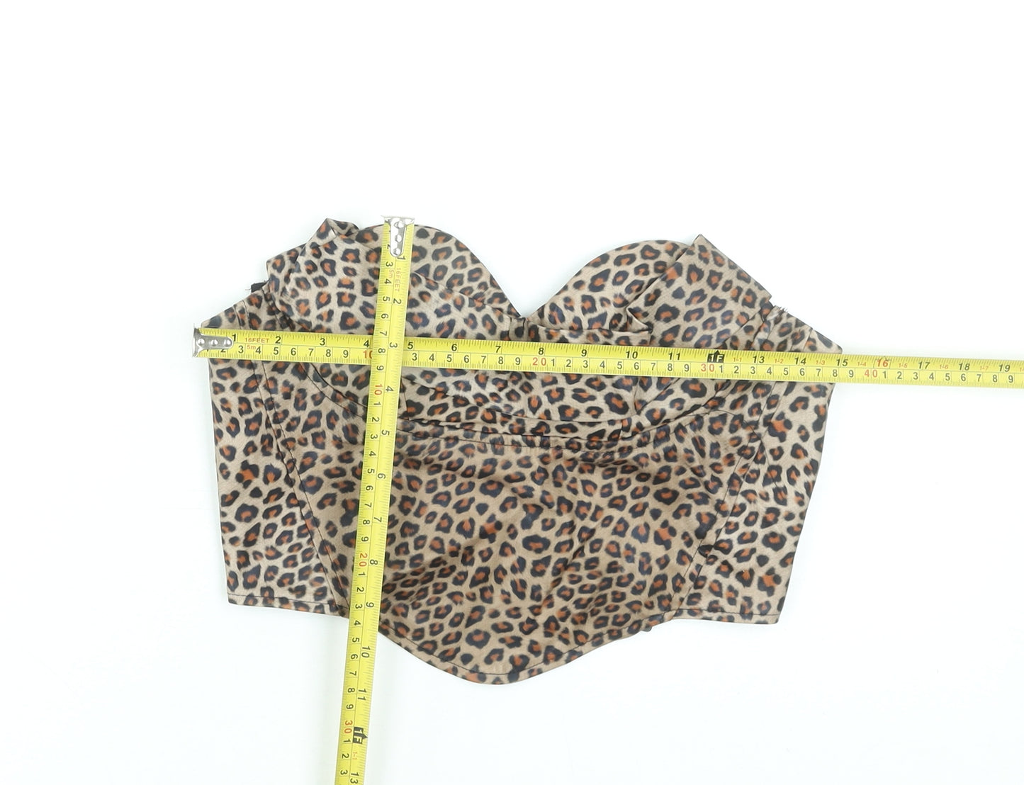 PrettyLittleThing Women’s Brown Leopard Print Strapless Cropped Top UK 8
