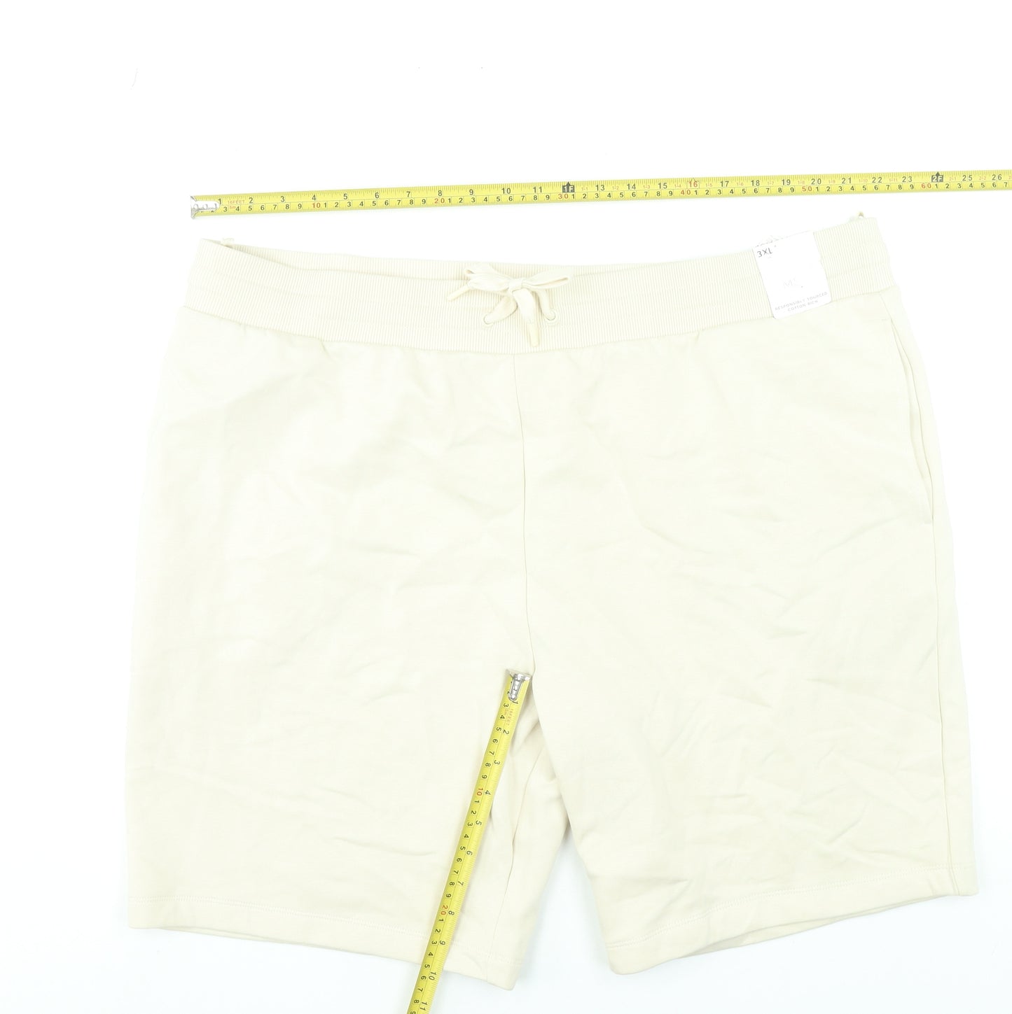 Marks and Spencer Men’s Beige 3XL Sweat Shorts with Drawstring Waist
