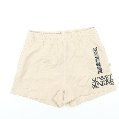 Marks and Spencer Women’s Beige Cotton Shorts Size S Casual Lightweight