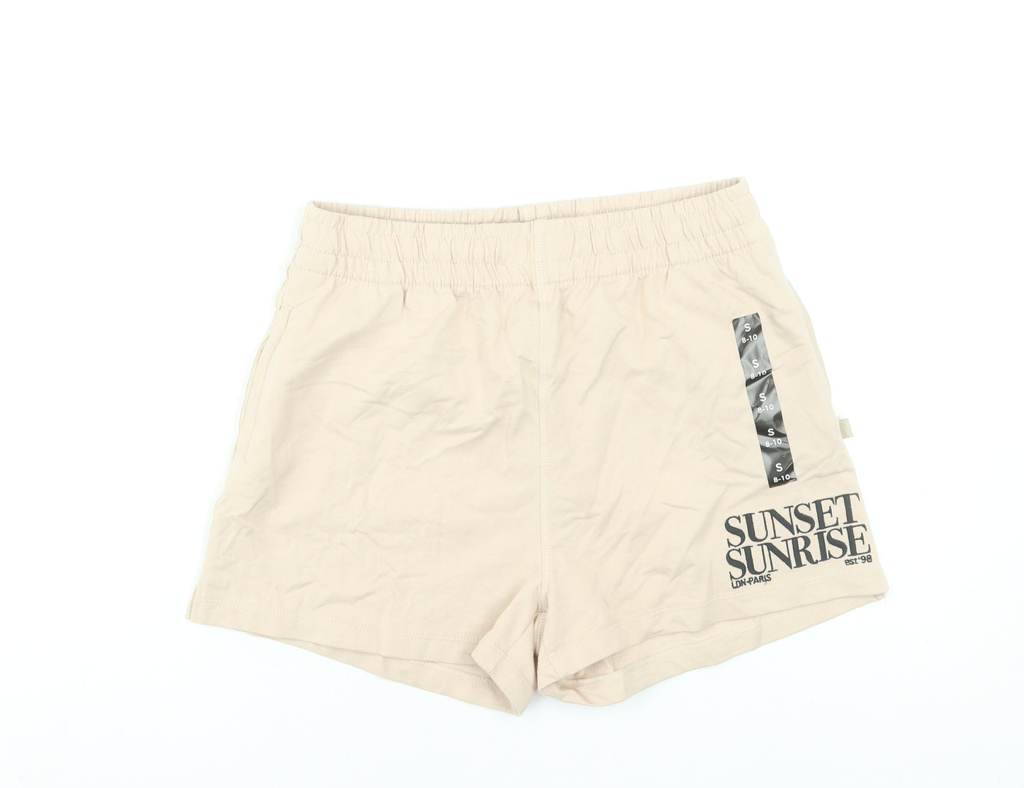 Marks and Spencer Women’s Beige Cotton Shorts Size S Casual Lightweight