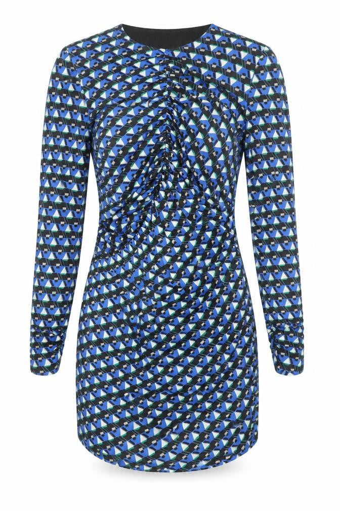 Front view of Zara Women's Multicoloured Geometric Bodycon Dress, size S