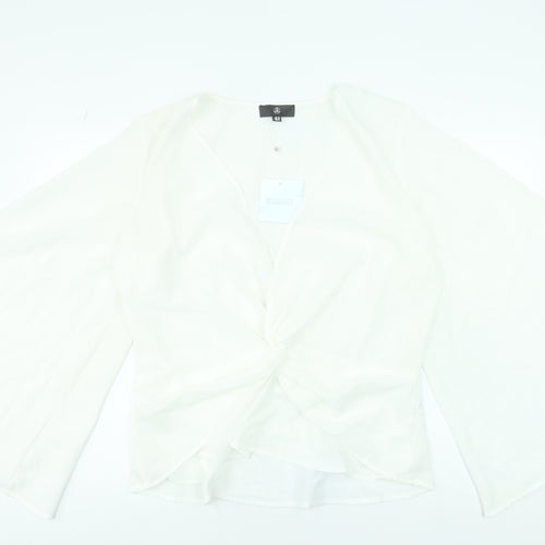 Missguided Womens White Wrap Blouse Kimono Sleeve Size 20