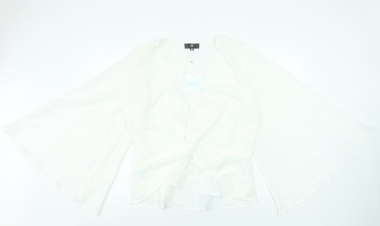 Missguided Womens White Wrap Blouse Kimono Sleeve Size 20