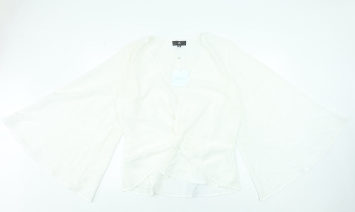 Missguided Womens White Wrap Blouse Kimono Sleeve Size 20