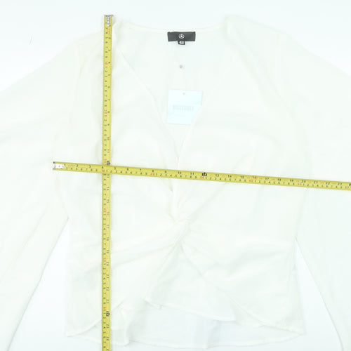 Missguided Womens White Wrap Blouse Kimono Sleeve Size 20