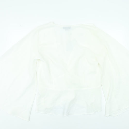 Missguided Womens White Wrap Blouse Kimono Sleeve Size 20