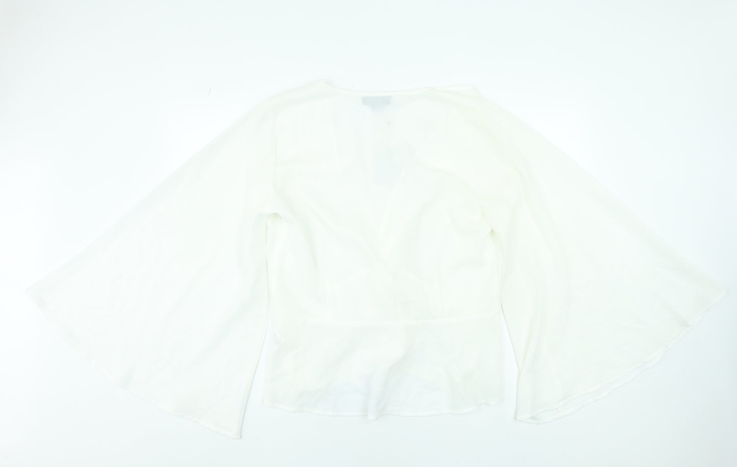 Missguided Womens White Wrap Blouse Kimono Sleeve Size 20