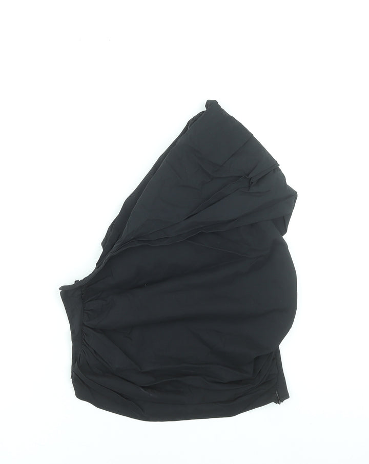 ZARA Women’s Black Ruffle Wrap Blouse Size 14 Sleeveless V-Neck