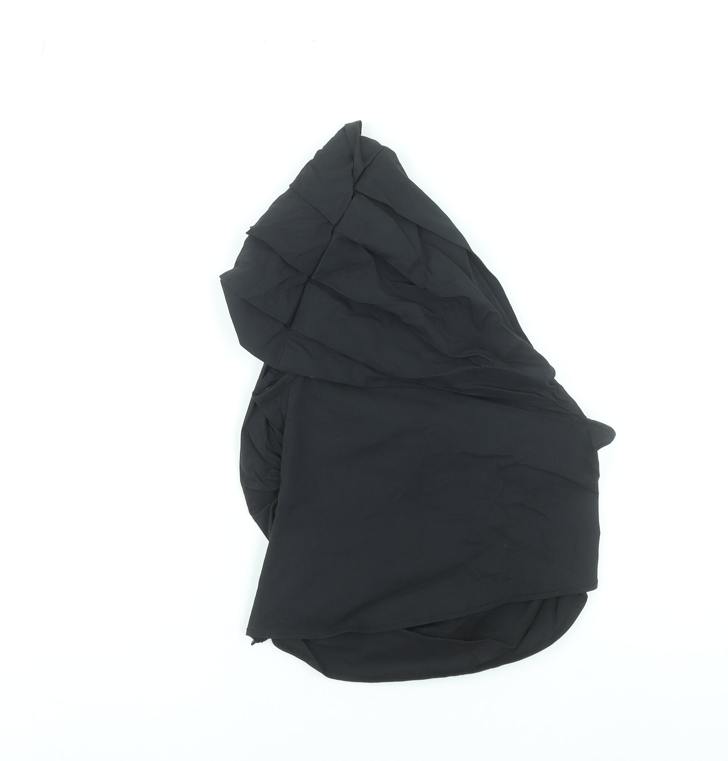 ZARA Women’s Black Ruffle Wrap Blouse Size 14 Sleeveless V-Neck