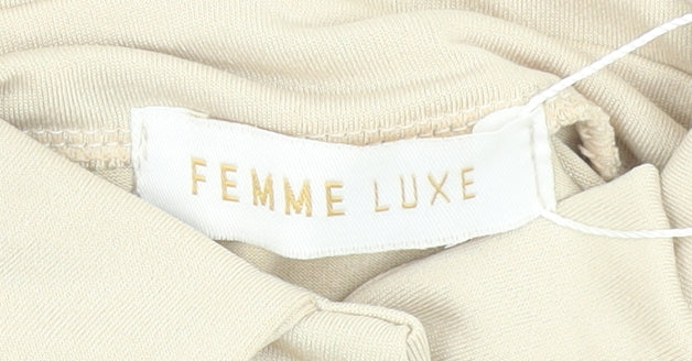 Femme Luxe Women’s Beige Button Front Collared Shirt Dress Size 6