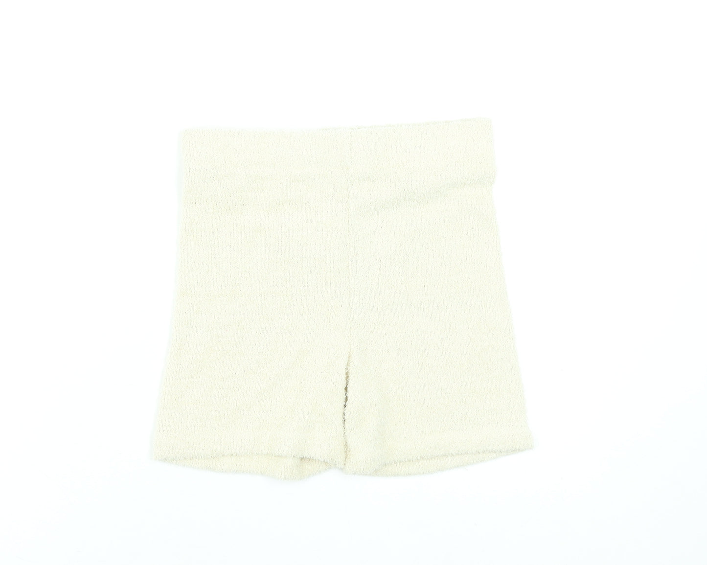 Bershka Women Beige High Rise Biker Shorts Size 8 Polyester Blend