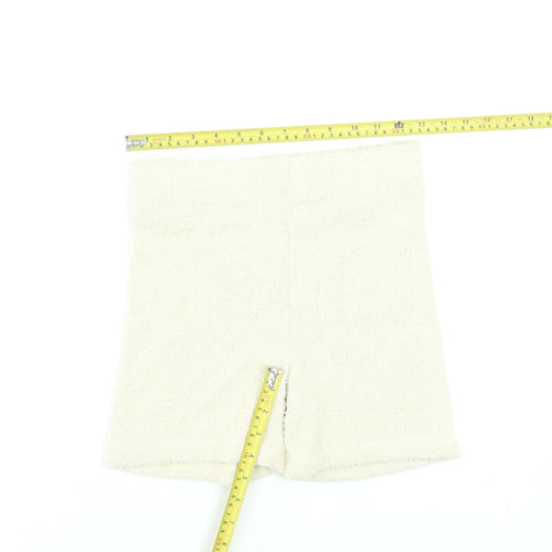 Bershka Women Beige High Rise Biker Shorts Size 8 Polyester Blend