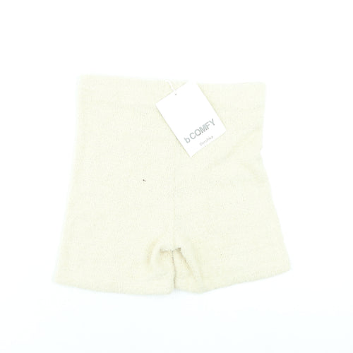 Bershka Women Beige High Rise Biker Shorts Size 8 Polyester Blend
