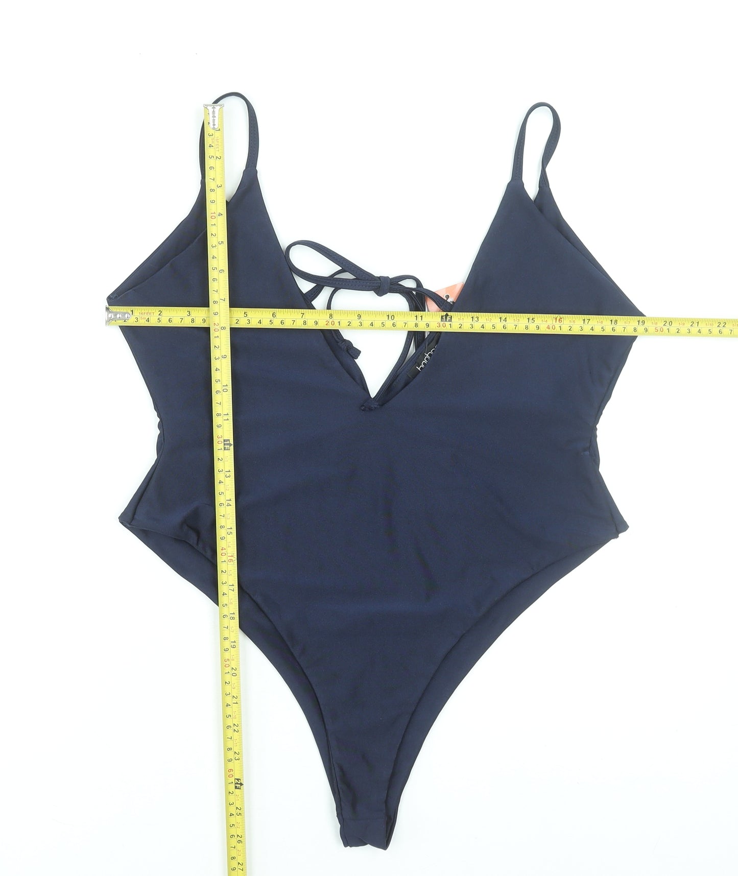 Boohoo Womens Blue One Piece Swimsuit Size 12 Spaghetti Strap