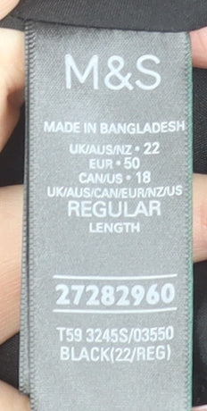 Marks and Spencer Womens Black Size 22 Pencil Knee Length Stretch Work Skirt