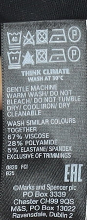 Marks and Spencer Womens Black High Rise Stretch Ankle Leggings Size 10